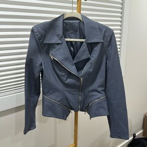 Blank NYC Blue Gray Faux Leather Moto Jacket Medium M. Gently used condition